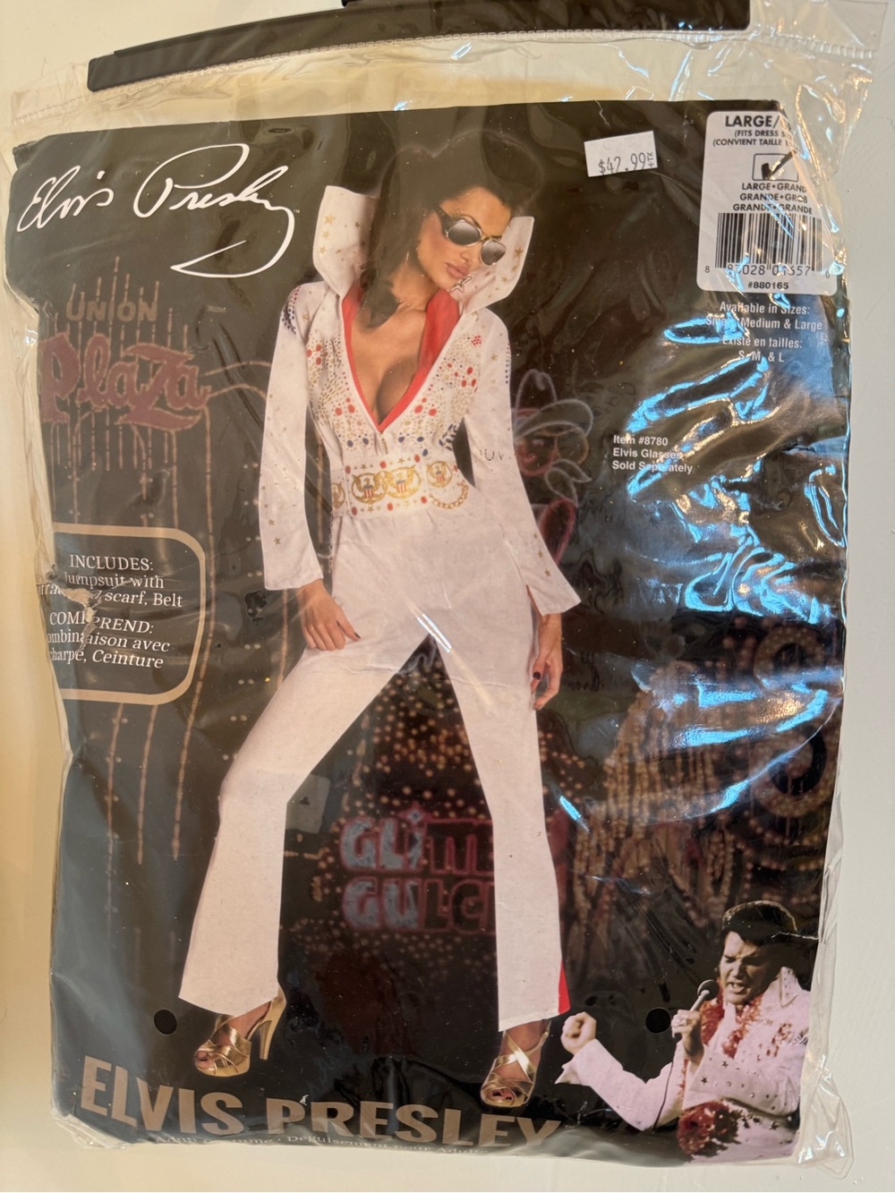 Women's White Elvis Jumpsuit Costume - Large